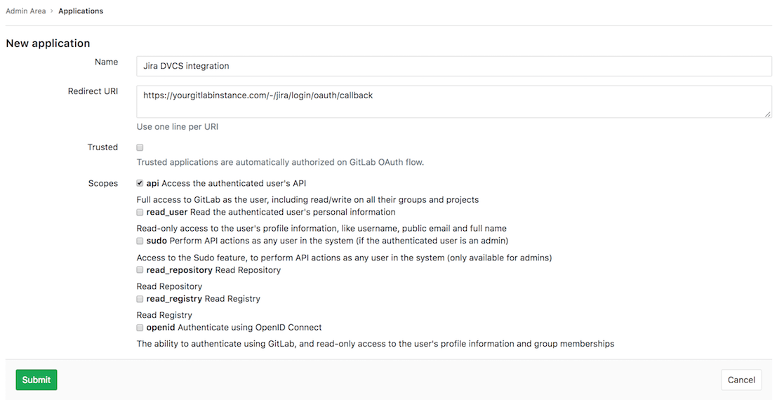 GitLab Application setup